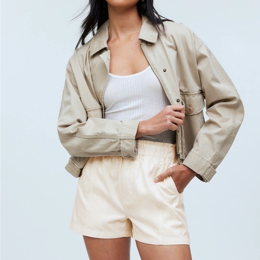 Madewell antique cream Pull-On Paperbag Shorts: Garment-Dyed Edition